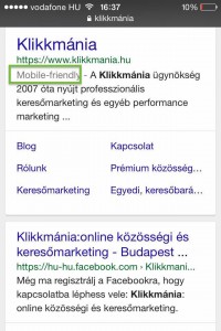 Google mobilbarát címke.