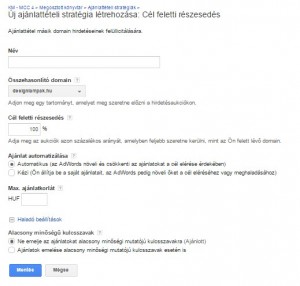 AdWords - Rugalmas ajánlattételi stratégia: Cél feletti részesedés