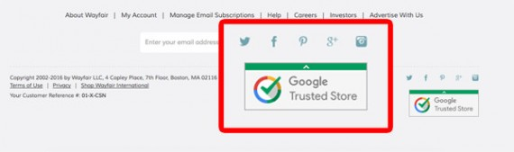 E-kereskedelmi következtetések: Lábléc - Google Trusted Store